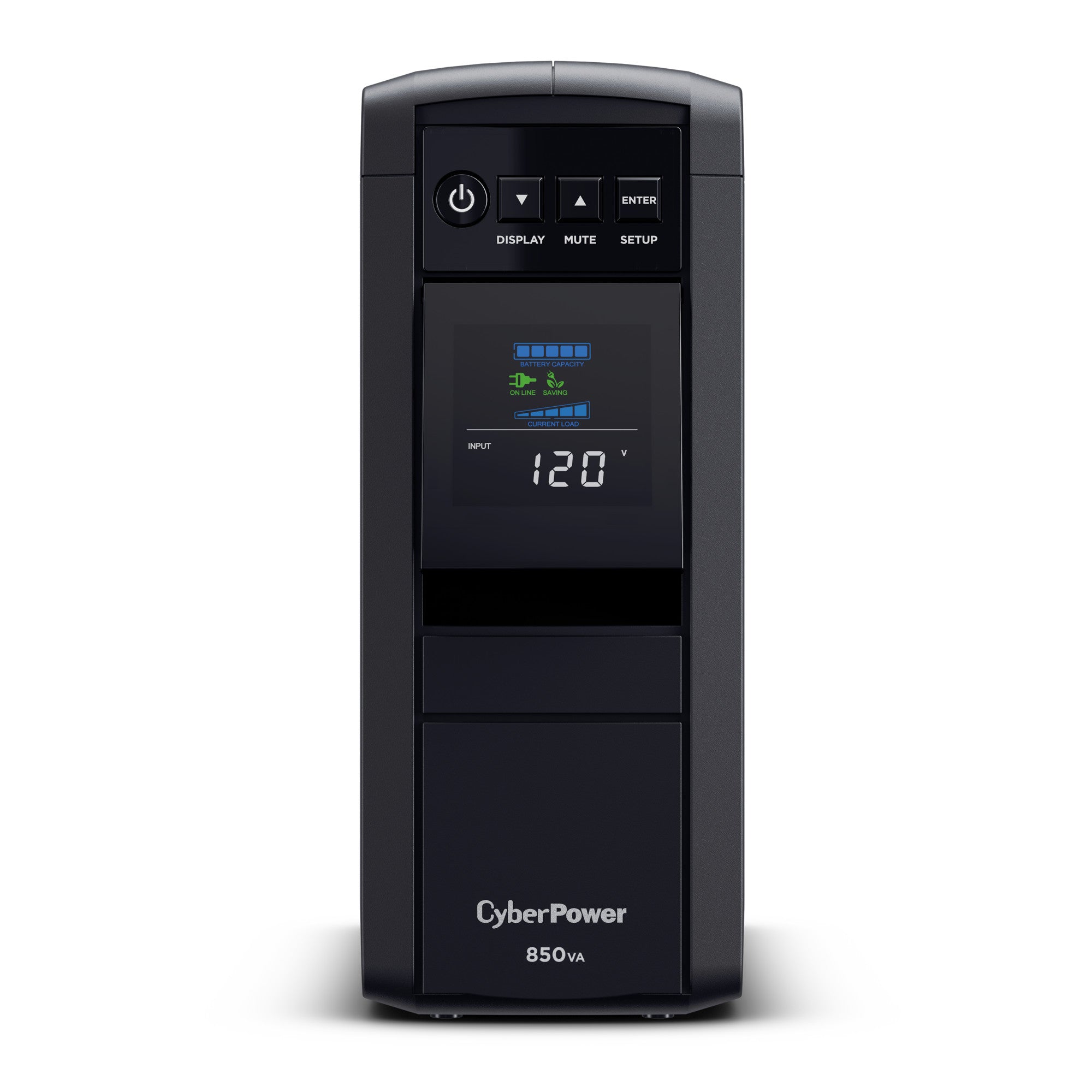 CyberPower CP850PFCLCD 850VA CP PFC UPS PURE SINEWAVE;10 OUT 15A LCD AVR RJ11/45