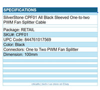Silverstone CPF01 Sleeve One to Two PWM Fan Splitter Cable 100mm Black