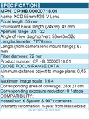 Hasselblad CP.HB.00000718.01 XCD 55mm f/2.5 V Lens for X System and 907x cameras
