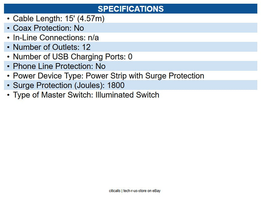 CyberPower CPS1215RMS 15A PDU RM 1U 1800J SURGE; 12OUT 5-15R 120V 15 CORD