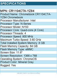 ASUS CR1104CTA-YZ84 11.6" Rugged Chromebook - 8 GB - Mineral Gray