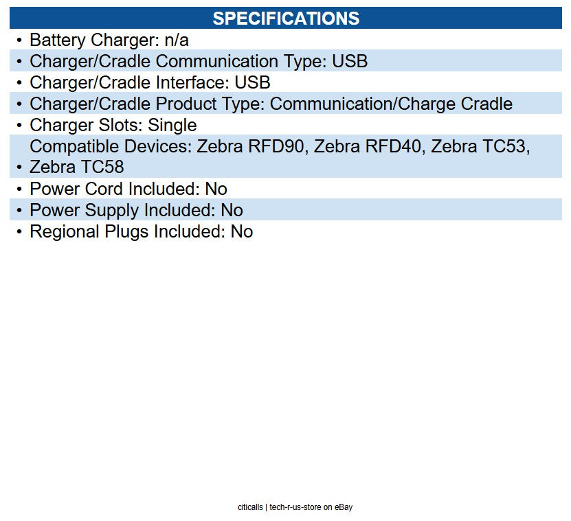 Zebra CR49-1S0T-TC5-M-02 Cradle Docking - Mobile Computer, RFID Reader - 1 Slot