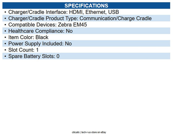 Zebra CRD-EM4X-1SNWS-01 Connect Cradle Handheld Terminal - 4 x USB