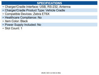 Zebra CRD-ET6X-VEHDK-PTA-02 Et6x Vehicle Dock Charging, 2 X Usb Type