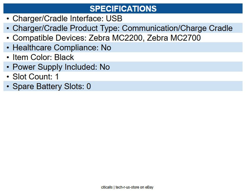 Zebra CRD-MC2X-1SCU-01 Cradle Docking - Mobile Computer - Charging Capability