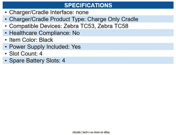 Zebra CRD-NGTC5N-5SC4B KIT: Multi-slot cradle kit to charge up to four TC53