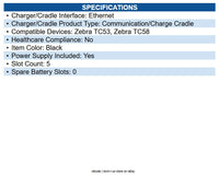 Zebra CRD-NGTC5N-5SE5D 5-slot Ethernet Charger Kit Mobile Computer - TC53 / TC58