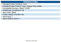 Zebra CRD-TC2R-BS1CG-01 TC22R Single Slot Charge Only Cradle for TC22R