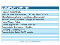 Zebra CRD-TC58-WCVC-01 Vehicle Dock Charger for TC58 Mobile Computer