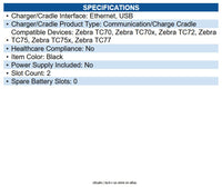 Zebra CRD-TC7X-SE2EPP-01 ShareCradle Wired Mobile Computer - Charging Capability