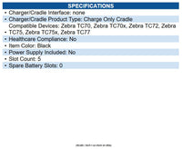 Zebra CRD-TC7X-SE5C1-01 TC7X, 5-Slot Charge-Only Cradle for 5x TC70s or 4x TC70s