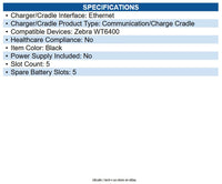 Zebra CRD-WT64-5S5BE-01 Cradle Docking - Wearable Computer, Battery - 5 Slot