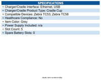Zebra CRDCUP-NGTC5EB-05 Set of five charging and USB/Ethernet communication