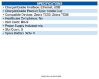 Zebra CRDCUP-NGTC5ENB-05 Set of five charging and USB/Ethernet communication
