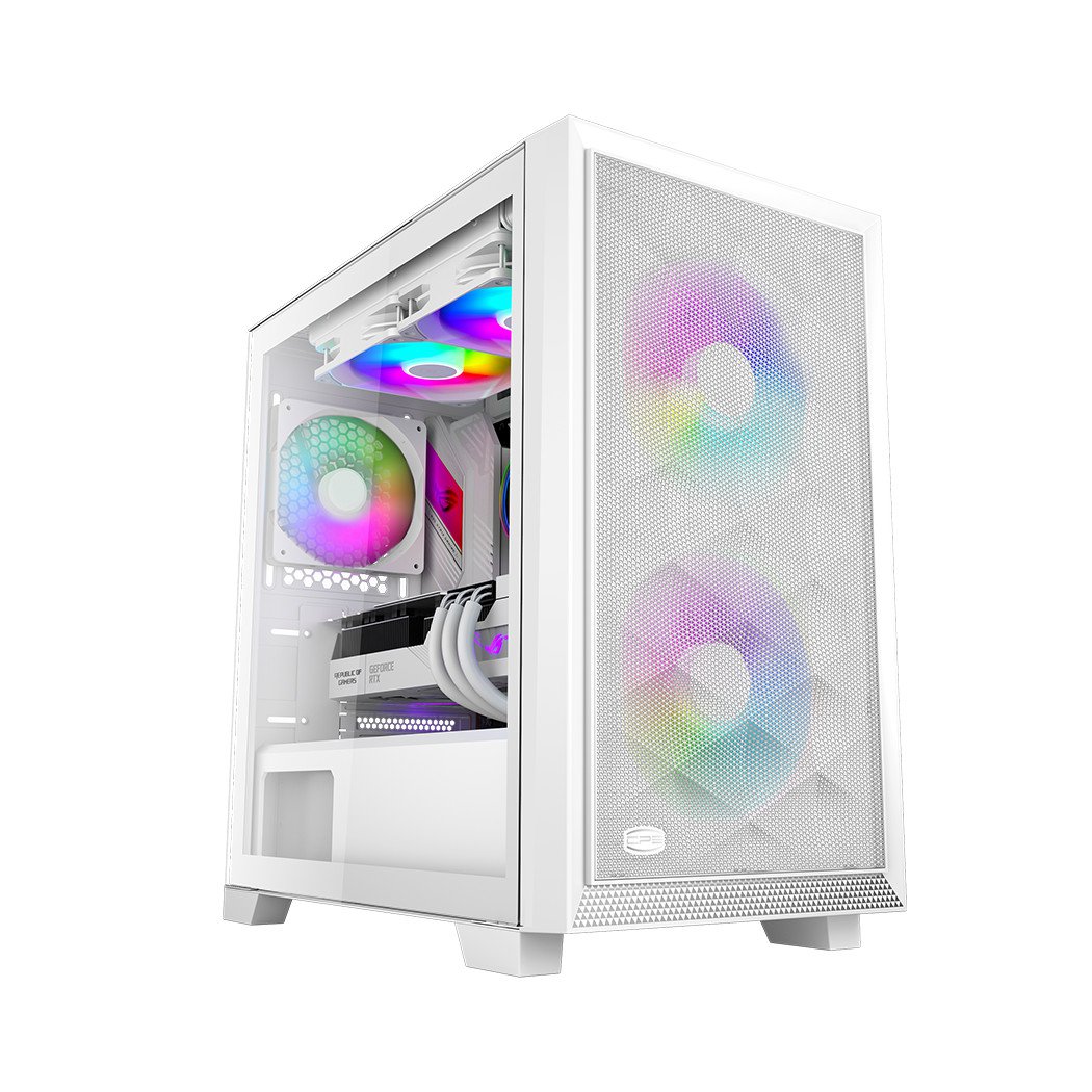 PCCooler C3D310 WH ARGB PC Gaming Case mATX ITX Easy Install Cable Storage White