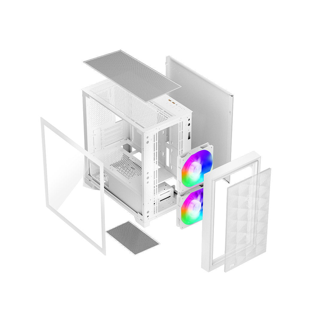 PCCooler C3D310 WH ARGB PC Gaming Case mATX ITX Easy Install Cable Storage White