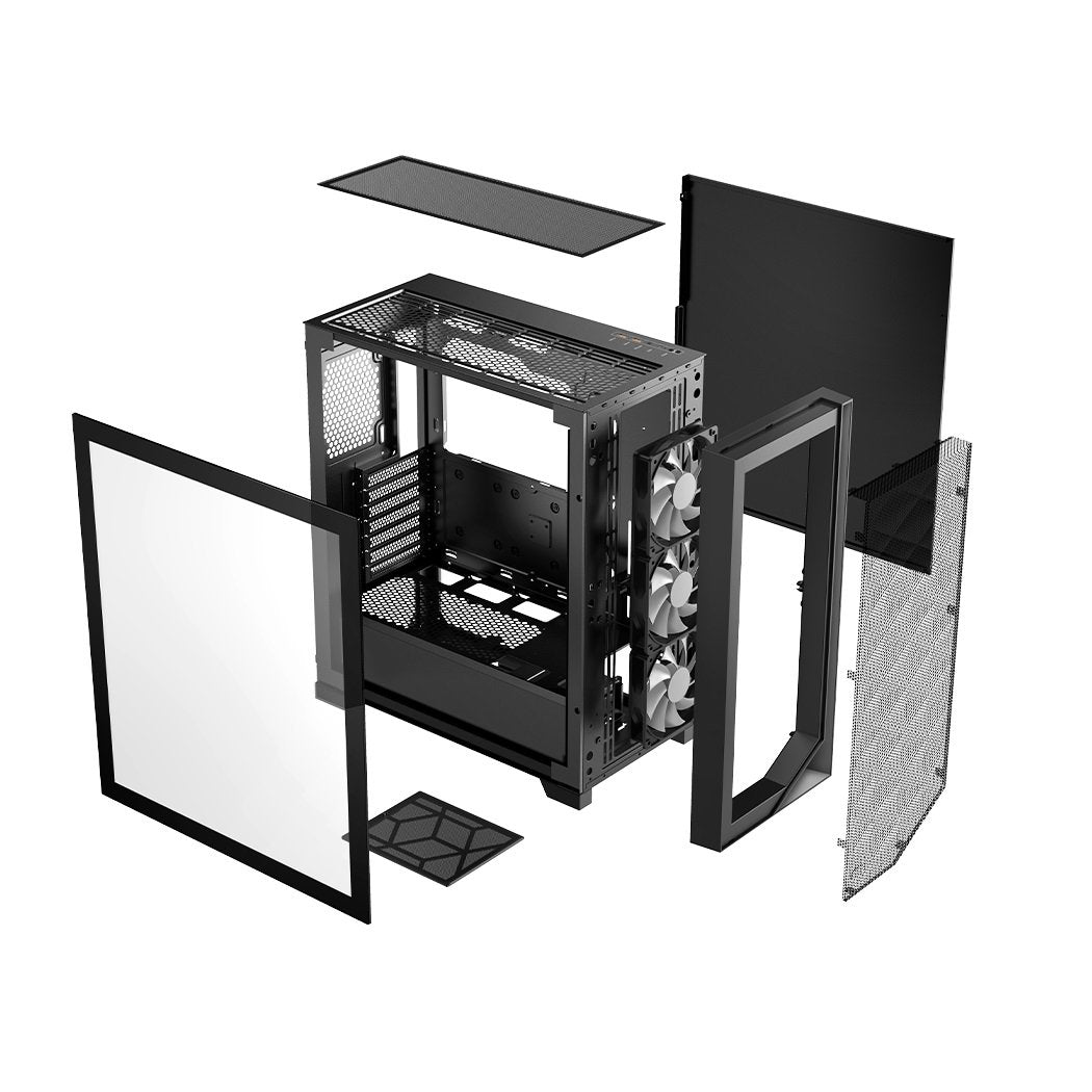 PCCooler C3D510 BK ARGB CPS PC Gaming Case w 3 FANs Easy Install Cable-Sto Black
