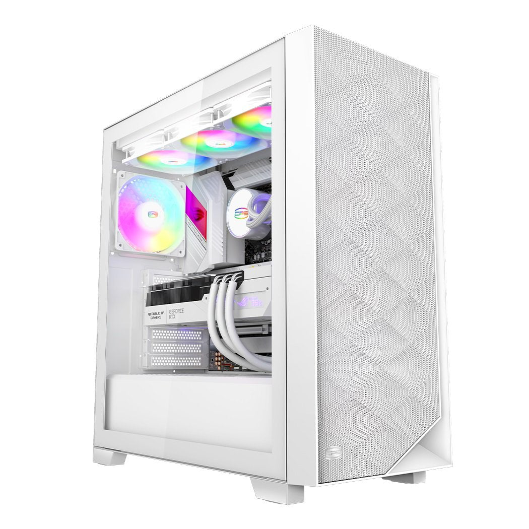 PCCooler C3D510 WH ARGB CPS PC Gaming Case w 3 FANs Easy Install Cable-Sto White