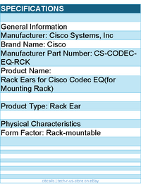 Cisco CS-CODEC-EQ-RCK Rack Ears for Cisco Codec EQ(for Mounting Rack)