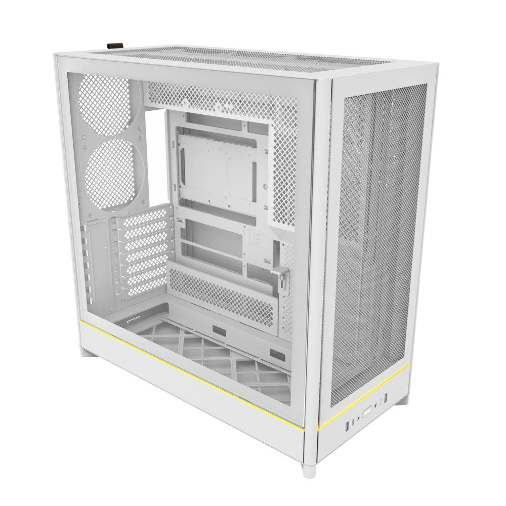 Montech HS01W ATX Mid Tower PC Gaming Case High Airflow Mesh Front Panel White