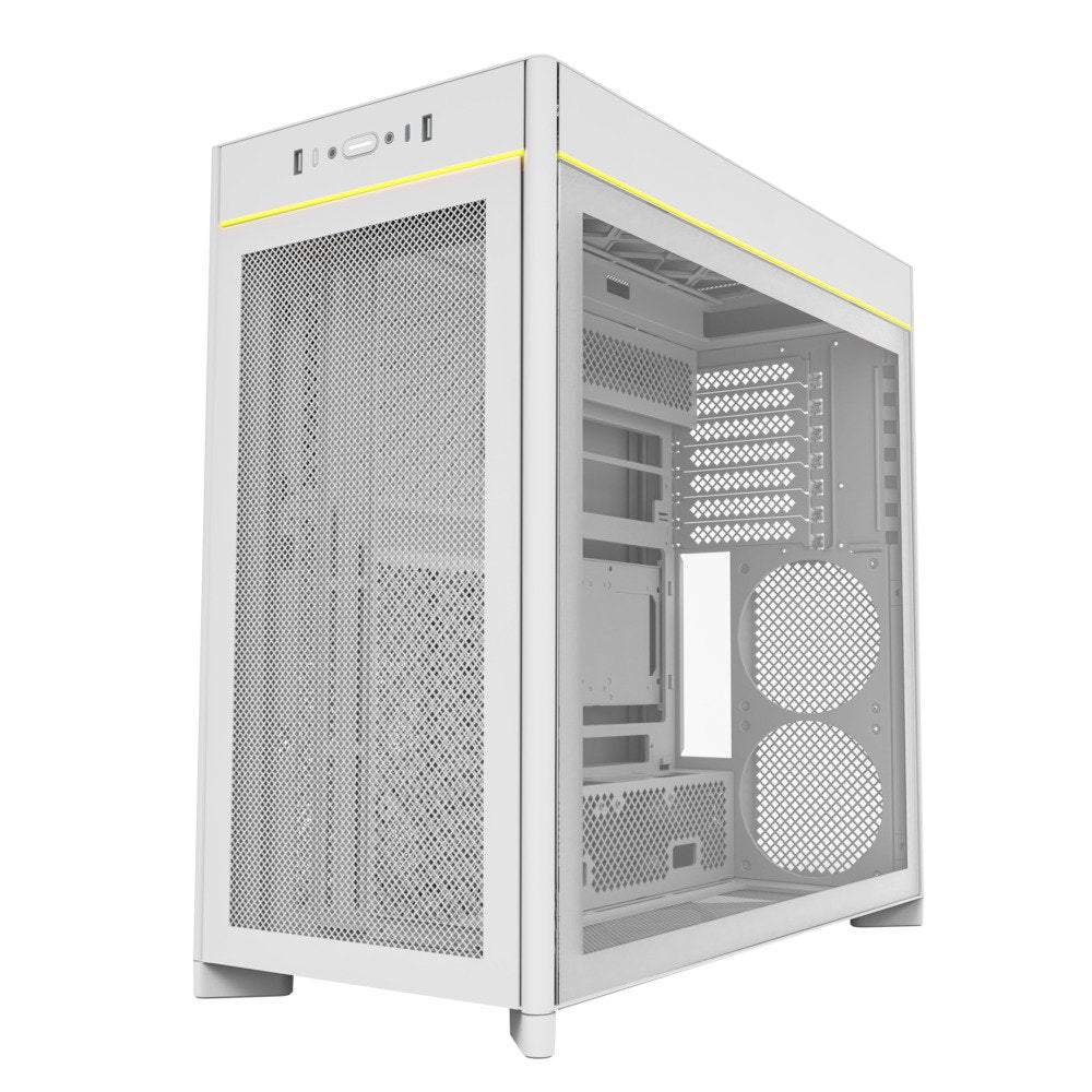 Montech HS01W ATX Mid Tower PC Gaming Case High Airflow Mesh Front Panel White