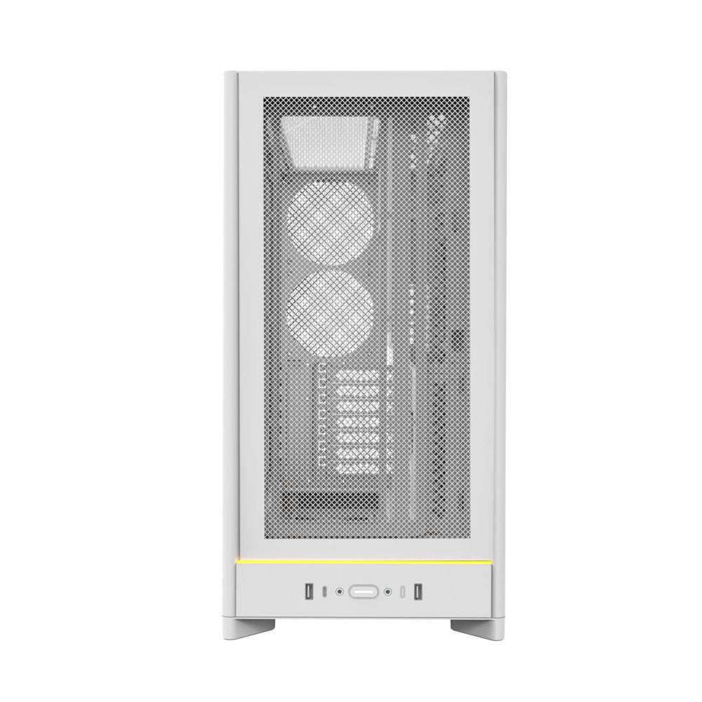 Montech HS01W ATX Mid Tower PC Gaming Case High Airflow Mesh Front Panel White