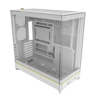 Montech HS02W ATX Mid Tower Pc Gaming Case High Airflow Temp Glass Front White