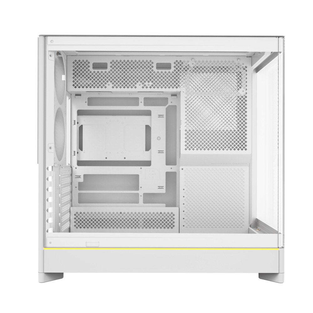 Montech HS02W ATX Mid Tower Pc Gaming Case High Airflow Temp Glass Front White
