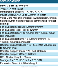 HYTE CS-HYTE-Y40-BW Computer Case - Y40 Mid tower ATX Retail