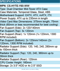 HYTE CS-HYTE-Y60-WW Computer Case - Y60 Snow White Mid Tower ATX Retail