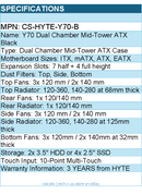 HYTE CS-HYTE-Y70-B Computer Case - Y70 Dual Chamber Mid-Tower ATX Black Retail