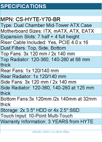 HYTE CS-HYTE-Y70-BR Computer Case - Y70 Dual Chamber Mid-Tower ATX Red Retail