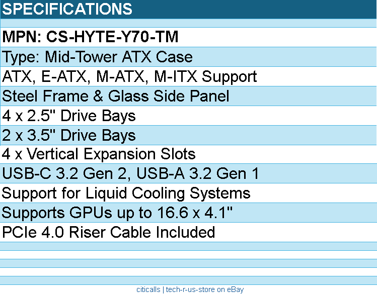 HYTE CS-HYTE-Y70-TM Computer Case - Y70 Mid-Tower ATX Taro Milk Retail