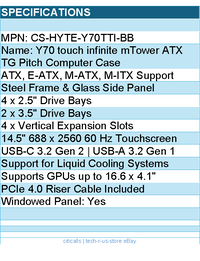 HYTE CS-HYTE-Y70TTI-BB Computer Case - Y70 touch infinite mTower ATX TG Pitch