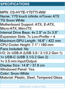 HYTE CS-HYTE-Y70TTI-WW Computer Case Y70 touch infinite mTower ATX TG Snow White