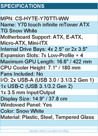 HYTE CS-HYTE-Y70TTI-WW Computer Case Y70 touch infinite mTower ATX TG Snow White