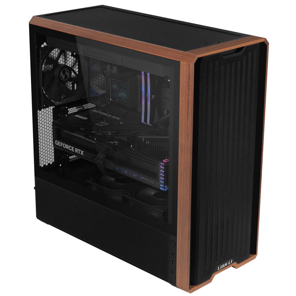 Lian Li LAN217X LANCOOL 217 Walnut Wood Mid Tower Computer Case w 5x FANs Black