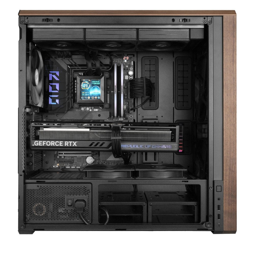 Lian Li LAN217X LANCOOL 217 Walnut Wood Mid Tower Computer Case w 5x FANs Black