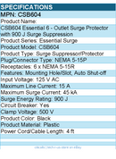 CyberPower CSB604 Essential 6 - Outlet Surge with 900 J - Black