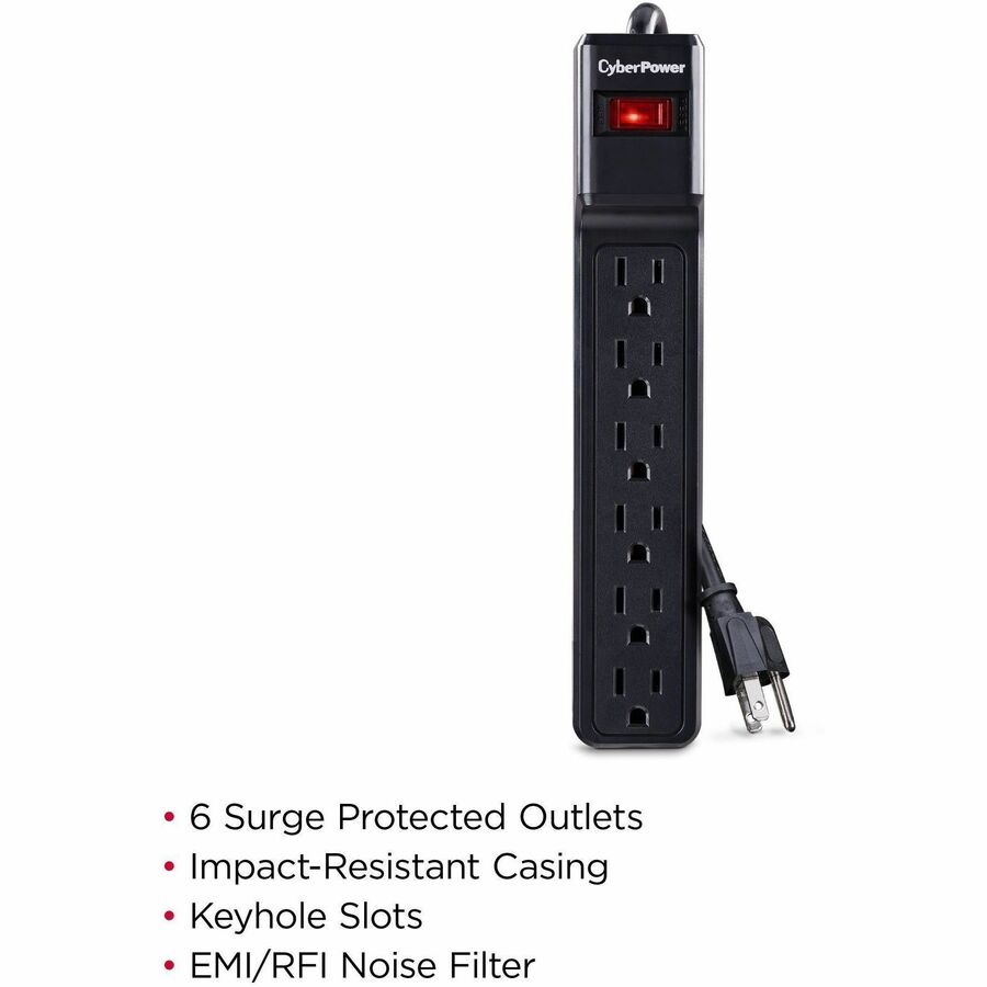 CyberPower CSB604 Essential 6 - Outlet Surge with 900 J - Black