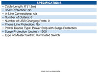 CyberPower CSB706 CSB706 7OUT SURGE PROTECTOR; $125K 6FT CORD 1500J EMI/RFI CEG