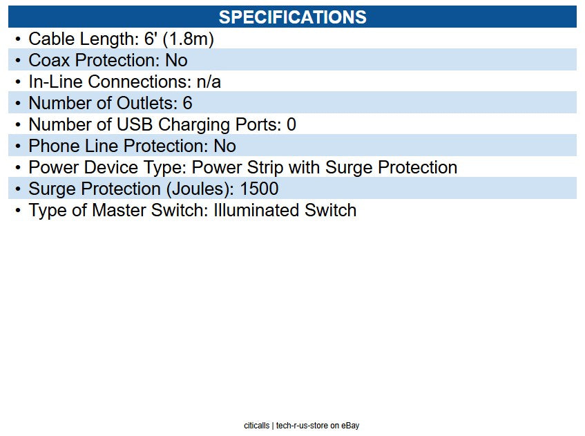 CyberPower CSB706 CSB706 7OUT SURGE PROTECTOR; $125K 6FT CORD 1500J EMI/RFI CEG