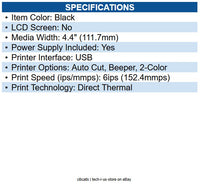 Citizen CT-S4000UBU-BK CT-S4000 Thermal Receipt Printer Monochrome 203 dpi - USB