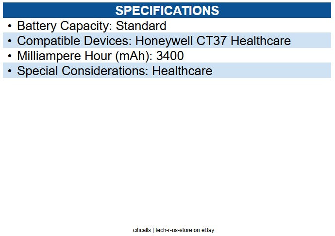 Honeywell CT30P-BTSC-002H CT30 XP Healthcare battery pack, 3400MAh