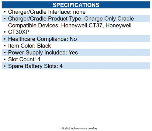 Honeywell CT37-5CB-UVB-BAT-1 CT37/CT30XP booted 5-bay charging base