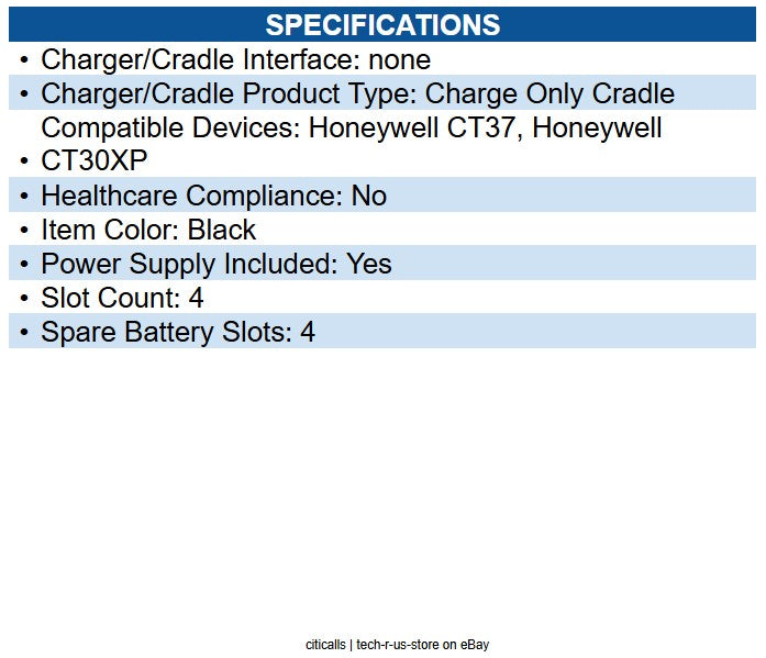 Honeywell CT37-5CB-UVB-BAT-1 CT37/CT30XP booted 5-bay charging base