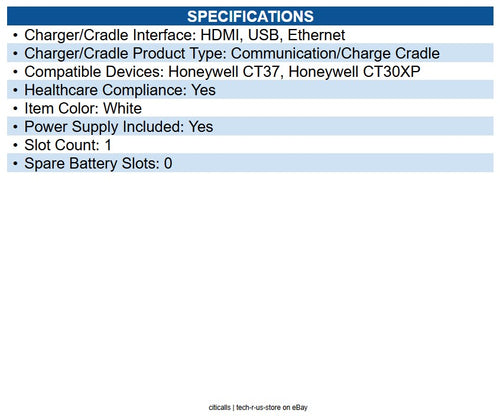 Honeywell CT37-DB-UVN-HC0 Cradle Wired - Mobile Computer, Battery - 1 Slot