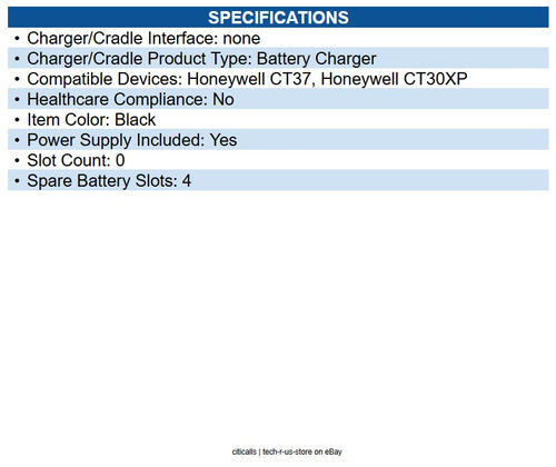 Honeywell CT37-QBC-1 Multi-Bay Battery Charger for Mobile Computer