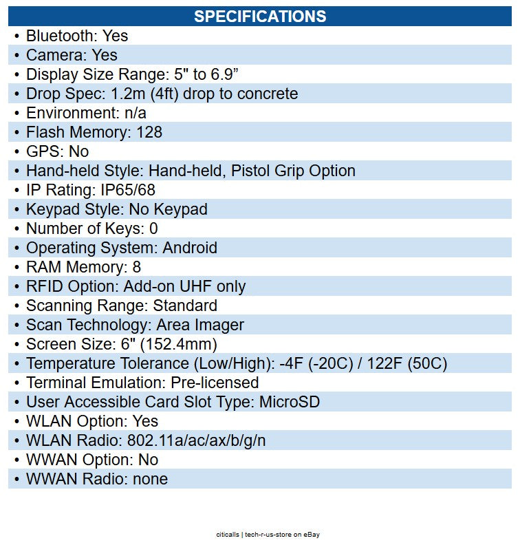 Honeywell CT37-X0N-57E10DG CT37 Mobile Computer 1D, 2D 6" Full HD Touchscreen