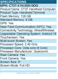 Honeywell CT37-X1N-50S10DG CT37 Handheld Computer - 5G, 4G, 3G, LTE, UMTS, HSPA+